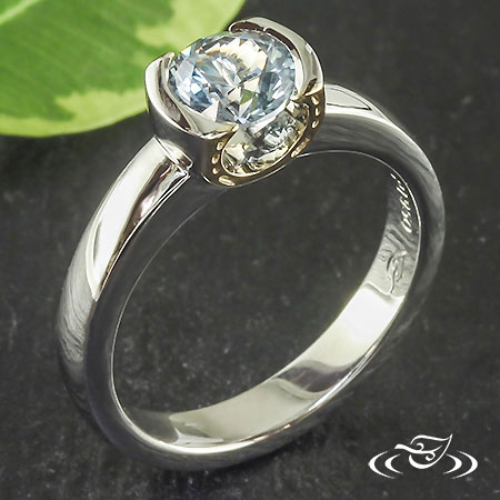 Two-Tone Horseshoe Half Bezel Ring