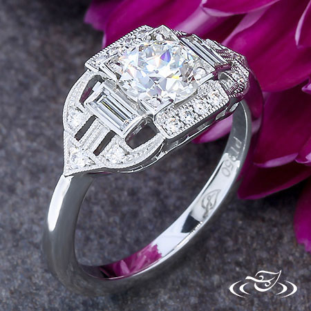 Platinum Art Deco Style Ring
