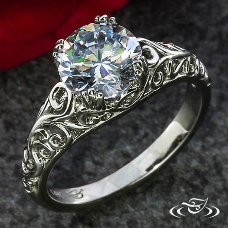 Pierced Ornate Engagment Ring
