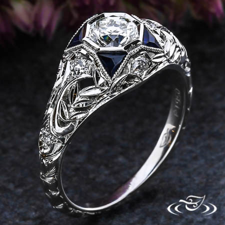 Blue Sapphire Antique Engagement Ring