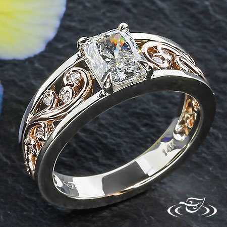 Radiant Rose Gold Curl Engagement Ring