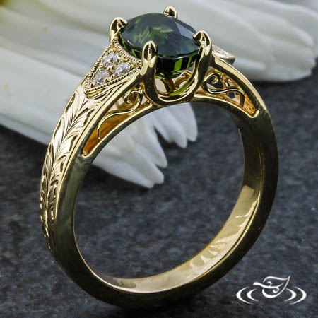 Golden Green Sapphire Engagement Ring