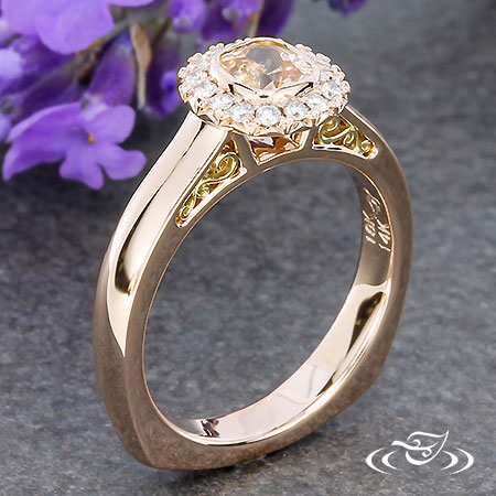 Rose Gold And Golden Filigree Engagement Ring