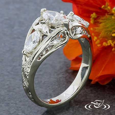 Floral Marquise Engagement Ring