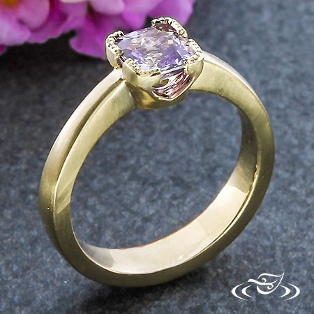 Modern Pink Sapphire Gold Engagement Ring