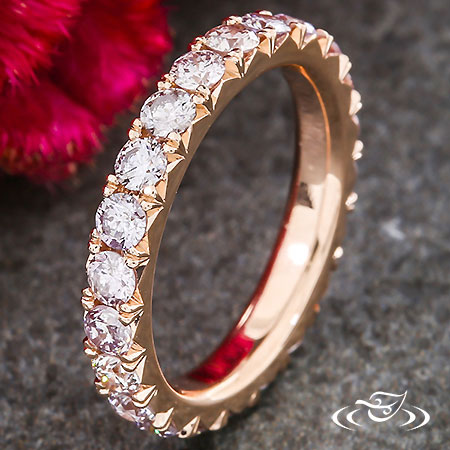 Natural Pink Diamond French Set Band
