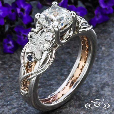 Art Nouveau Plumeria Engagement Ring