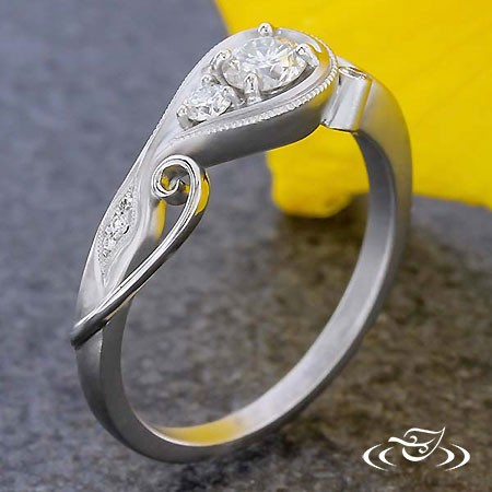 Asymmetrical Swirl Engagement Ring