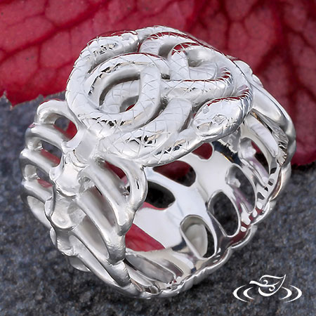  Platinum Infinity Knot Snake Wedding Band 