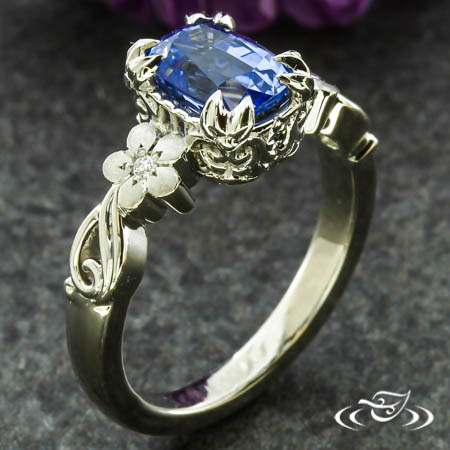 Sapphire Floral Engagement Ring