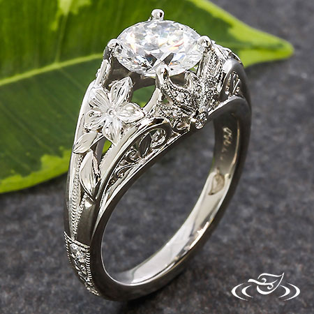 Diamond Lotus Flower Engagement Ring