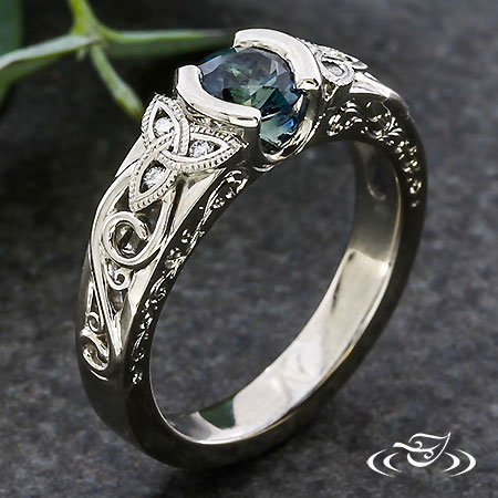Bezel Set Sapphire Celtic Engagement Ring