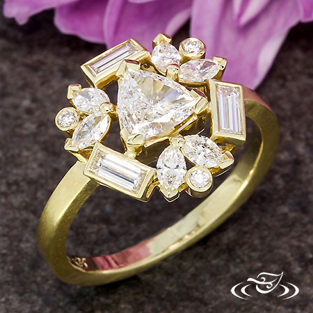 Unique Trillion Engagement Ring With Fairmined Gold