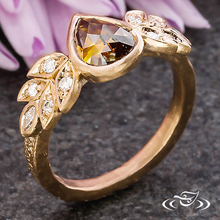 Rose Cut Diamond And Laurel Engagement Ring
