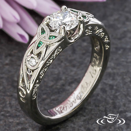 Diamond And Emerald Trinity Knot Ring