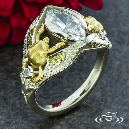 Golden Scarab Engagement Ring
