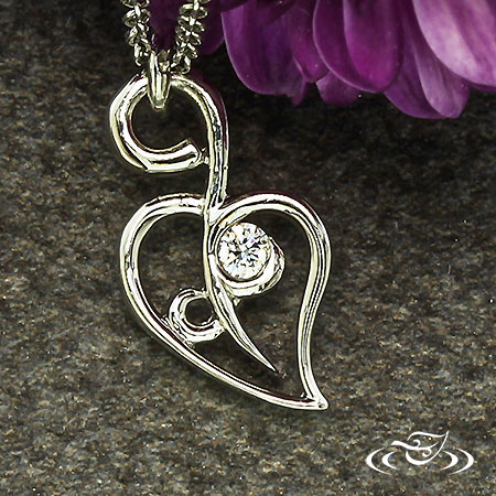 Platinum Leaf Pendant With Diamond