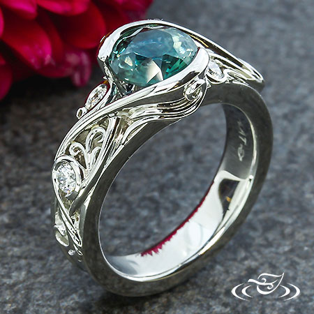 Montana Sapphire Wrap And Filigree Engagement Ring