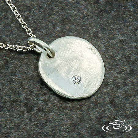 Silver Rustic Pendant With Diamond Accent