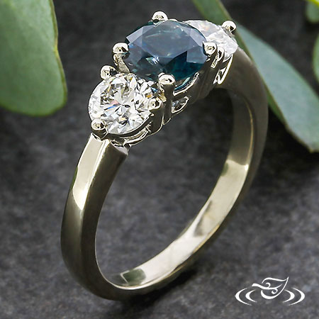 Three Stone Sapphire Engagement Ring