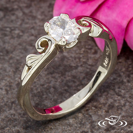 Leaf And Swirl Engagement Ring