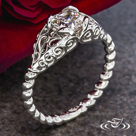 Platinum Twist And Filigree Engagement Ring.