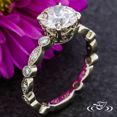 Marquise Diamond And Bezel Diamond Engagement Ring