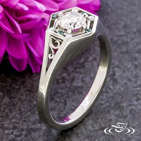 Hexagonal Alexandrite Diamond Ring With Filigree