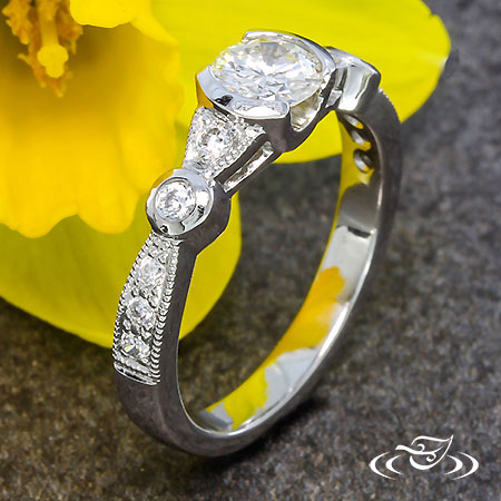 Diamond Half Bezel Engagement Ring