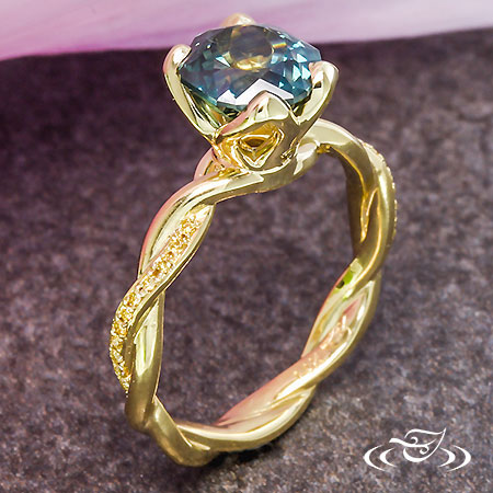 Golden Twist Montana Sapphire Engagement Ring