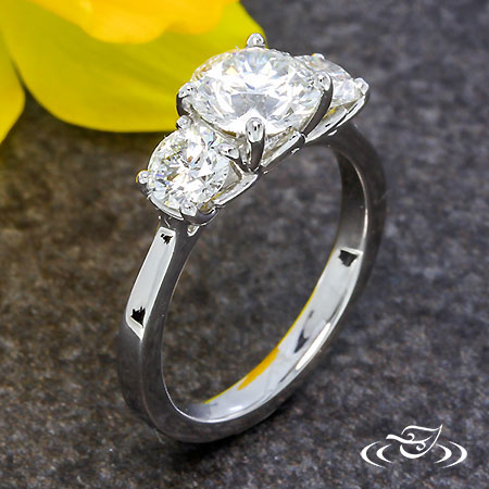 Three Stone Lotus Engagement Ring