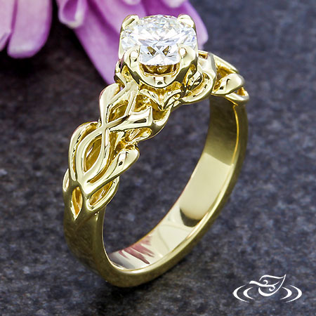 Golden Art Nouveau Engagement Ring