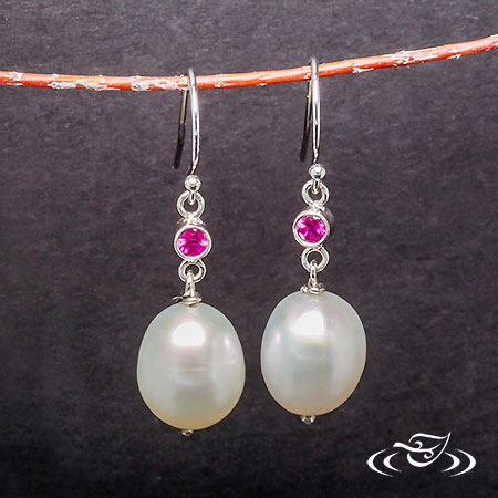 Pearl And Ruby Earrings