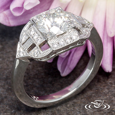 Custom Platinum Art Deco Style Ring