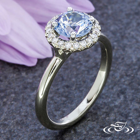 Periwinkle Sapphire Halo Engagement Ring