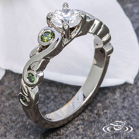 Organic Green Diamond Engagement Ring