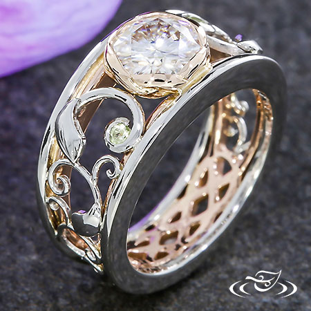 Two Toned Vine And Filigree Engagement Ring