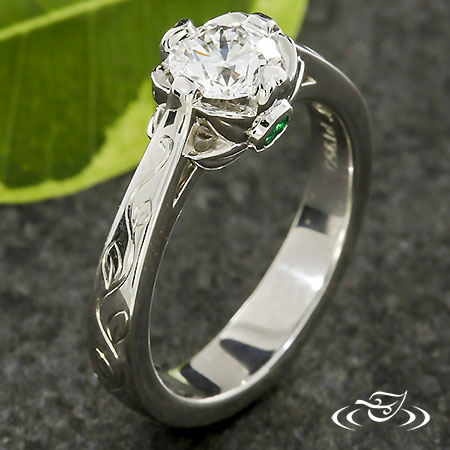 Organic Reverse Tapered Floral Engagement Ring