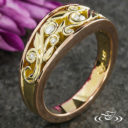 Diamond And Golden Two Tone  Band