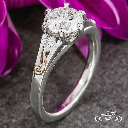 Square And Curl Engagement Ring