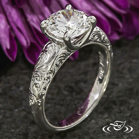 Hand Engraved Engagement Ring