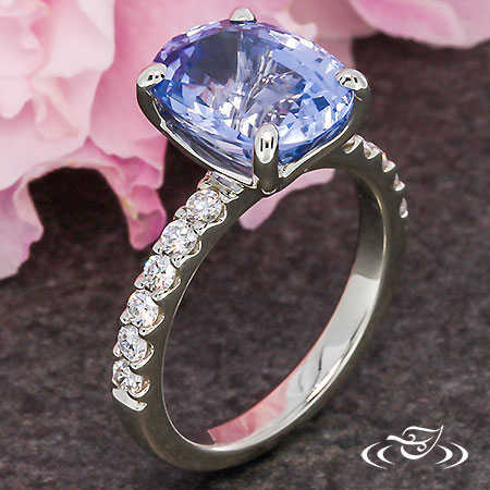 Sapphire Engagement Ring With Diamond Band