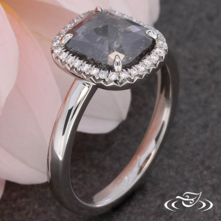 Pewter Diamond Halo Engagement Ring