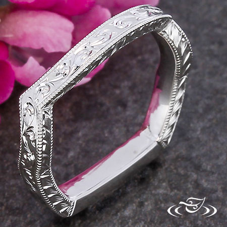 Squared Hand-Engraved Wedding Band