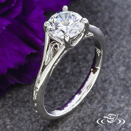 Platinum Antique Style Filigree Engagement Ring