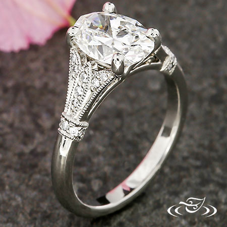 Platinum Antique Style Oval Diamond Ring