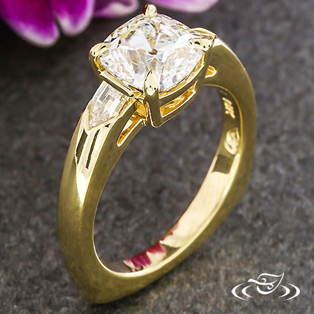 Three Stone Ring With Bullet Shaped Diamonds