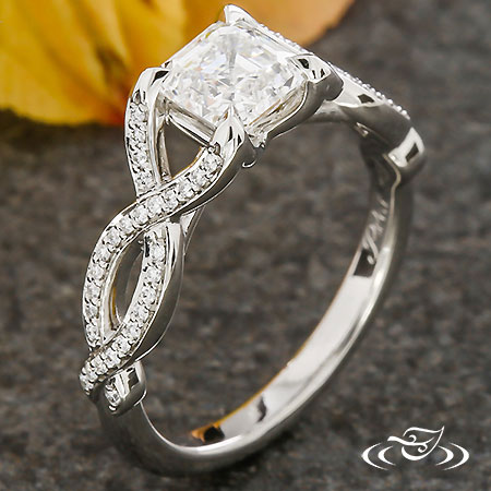 Asscher Diamond Twist Engagement Ring