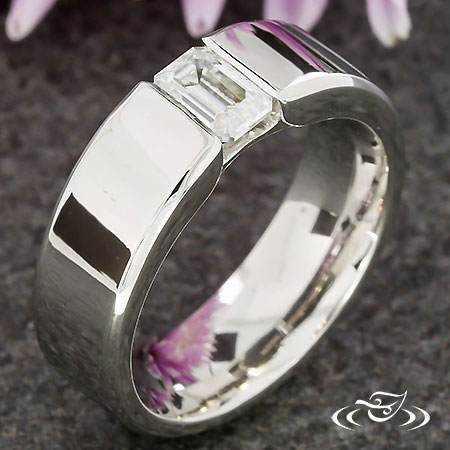 Faux Tension Set Emerald Cut Band
