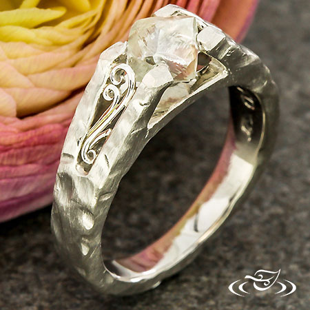 Palladium Rustic Ring With Rough Diamond